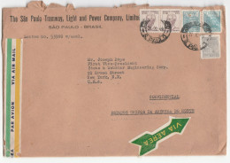 1949 Sao Paulo TRAMWAY Ltd BRAZIL  Cover To Stone Webster ENGINEERING  Co Usa Tram  Stamps - Tram