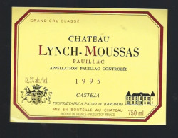 Etiquette Vin Chateau Lynch Moussas Grand Cru Classé Pauillac 1995 Casteja     Propriétaire - Bordeaux