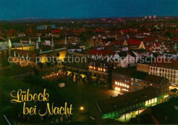 73217168 Luebeck Bei Nacht Blick Von St Petri Kirche Ueber Den Markt Luebeck - Luebeck