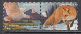 2022 South Korea Endangered Species Cranes Birds Foxes EMBOSSED Complete Pair MNH - Korea, South