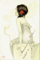 Illustrateur : KIRCHNER, Raphaël. Jeune Femme à La Cigarette. Art Nouveau. - Kirchner, Raphael