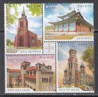 2022 South Korea Churches Christianity Religion Architecture  Complete Block Of 4 MNH - Korea (Süd-)