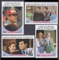 1986 Grenadines St Vincent 497-500 Wedding Of Prince Andrew And Ferguson 3,00 € - Koniklijke Families