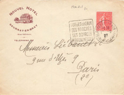 LETTRE. 1927. SEMEUSE 50c. DAGUIN FORGES LES EAUX. NOUVEL HOTEL. GOURNAY EN BRAY    / 2 - 1921-1960: Modern Tijdperk