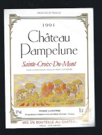 Etiquette Vin Chateau  Pampelune  Sainte Croix Du Mont 1991  Pierre Latestere Propriétaire - Bordeaux