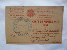 VIEUX PAPIERS - CARTE DE MEMBRE ACTIF : Syndicat National Des Marchands Réparateurs De Machines Agricoles 1957 - Lidmaatschapskaarten