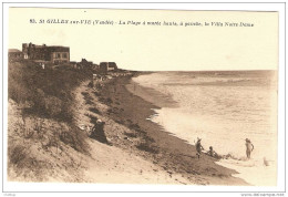 CPA 85 - Vendée - Saint- Gilles Sur Vie - La Plage à Marée Haute, à Gauche, La Villa Notre Dame - Saint Gilles Croix De Vie