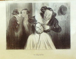 Litho Daumier Honoré Les Cinq Sens 'Le Toucher' Planche N°5 Signée 1838 - Estampas & Grabados