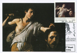 X0478 Austria, Maximum Card 2019,painting Of Caravaggio,David With The Head Of Goliath,David Avec La Tête De Goliath - Sonstige & Ohne Zuordnung