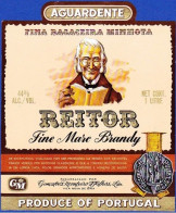 Brandy Label, Portugal - Aguardente Bagaceira REITOR, Fina Baceira Minhota -|- Vila Nova De Gaia - Alcoli E Liquori