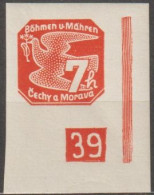 054/ Pof. NV 3, Corner Stamp, Broken Frame, Plate Number (1-)39 - Ungebraucht