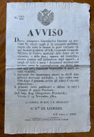 LOMBARDO VENETO - AVVISO (27x40)  I.R.COMANDO GENERALE MILITARE DI PADOVA - VERONA 29/11/821  Del BARONE DE LEDERER - Documents Historiques