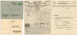 Germany 1927 Cover & Catalog; Duisburg - Julius Grost, Niederrh. Draht-Industrie (Wire); 5pf. Friedrich Von Schiller - Brieven En Documenten