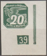 055/ Pof. NV 7, Gray Green, Corner Stamp, Broken Frame, Plate Number (1-)39 - Ungebraucht