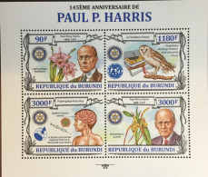 Burundi 2013 Paul Harris Birds Flowers Sheetlet MNH - Ongebruikt