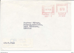 Meter Cover - 10 May 1982 Amsterdam To Faroe Islands - Covers & Documents