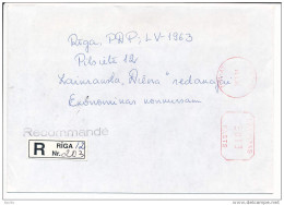 Registered Post Office Meter Cover / Pitney Bowes - 18 January 1994 Riga-12 - Lettland