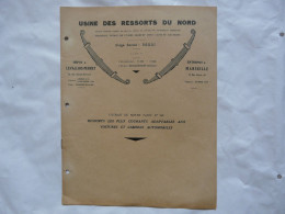 CATALOGUE PUBLICITAIRE - USINE DES RESSORTS DU NORD : DOUAI - TARIFS - Werbung