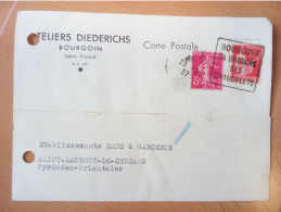 Bourgoin, Lot De 2 Cartes à Cachets Daguin : "sa Brioche, Ses Chaudelets" Et " Pays De La Brioche" (GF4062) - Mechanical Postmarks (Other)