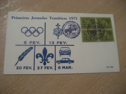 LISBOA 1971 Jornadas Tematicas Auto Car Cancel Blue Cover PORTUGAL - Cars