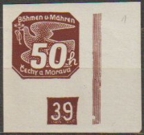 057/ Pof. NV 8, Brown, Corner Stamp, Broken Frame, Plate Number (1-)39 - Ongebruikt