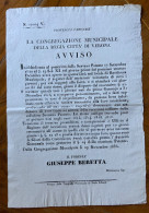 LOMBARDO VENETO - AVVISO (25x38) ISCRIZIONE VOLONTARIA ALLA LEVE MILITARE...29/11/1836 - GIUSEPPE BERETTA PODESTA' - Historische Dokumente