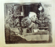 Litho Daumier Honoré Les Cinq Sens 'L'Odorat' Planche N°1 Signée 1838 - Estampas & Grabados