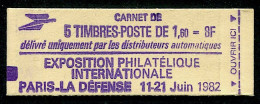 Carnet N° 2187-C1 - Liberté 1F60 Rouge (5 Timbres) - Moderne : 1959-...