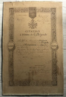 Guerre 14-18 - Citation à L'ordre De La Brigade - Régiment Marche Légion étrangère Maroc - Sanner Paul - Colonel Bouchez - 1914-18