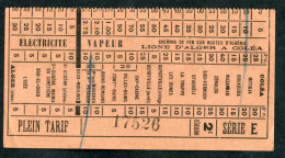 Ticket Tramway Alger Vers 1900 "Chemin De Fer Sur Route D'Algerie" Billet Chemin De Fer - Pub Byrrh - Mundo