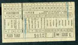 Ticket Tramway Alger Vers 1900 "Chemin De Fer Sur Route D'Algerie" Billet Chemin De Fer - Pub Chicorée Arlatte - Mundo