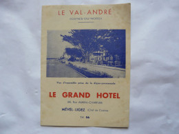 VIEUX PAPIERS - DEPLIANT TOURISTIQUE  : LE VAL - ANDRE - Le Grand Hôtel - Dépliants Turistici