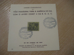 LISBOA 1960 Comet 4 Inaugural First Flight London Santiago Lisboa England Chile Cancel Card PORTUGAL - Avions