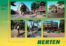 73214837 Herten Westfalen Marktplatz Innenstadt Brunnen Denkmal Statue Restauran - Autres & Non Classés