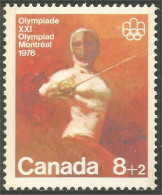 Canada 8c+2c Fleuret Escrime Fencing Fechten Esgrima Scherma Montreal 1976 MNH ** Neuf SC (CB-07e) - Schermen