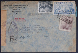 ESPAÑA BARCELONA CERTIFICADA A USA AEREA  CON CENSURA 1940 - Lettres & Documents