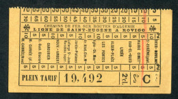 Ticket Tramway Alger Vers 1900 "Chemin De Fer Sur Route D'Algerie" Billet Chemin De Fer - Pub Chocolat Grondard - Welt