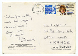 CP USA Pour France - Las Vegas - 2 Timbres 1983 - Usati