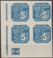 059/ Pof. NV 2, Corner 4-block, Broken Frame, Plate Number 22-40 - Unused Stamps