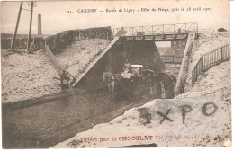 Caudry. Route De Ligny. Pont Et Attelage. Effet De Neige, Pris Le  28 Avril 1907 - Caudry