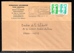 K188 - MARIANNE DE BRIAT SUR LETTRE DE THIONVILLE DU 26/08/93 - FLAMME - FONDATION LENTERNIER - 1961-....