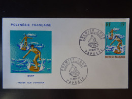 Polynésie Française Enveloppe Premier Jour 11/05/1971 Sports Nautiques - Surf - Briefe U. Dokumente