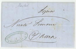 Marseille 1850 Pour Odessa Rocca Desinfectée Desinfected Mail - 1849-1850 Cérès