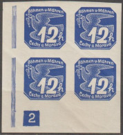 063/ Pof. NV 6, Corner 4-block, Broken Frame, Plate Number 2(-39) - Unused Stamps