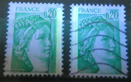 Lot De 2 Sabine N° 1967 0,20c émeraude Phospho à Droite Et à Gauche Oblitéré - 1977-1981 Sabine Of Gandon