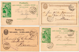 Schweiz Suisse 1874/1900: Carte-correspondance Postkarte & UPU - 4 Karten Mit ⊙ Jeu De 4 Entiers ⊙ / Set Of 4 Cards Used - Interi Postali