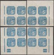 065/ Pof. NV 2, Corner 4-block Miniature, Broken Frame, Plate Number 32-42 - Unused Stamps