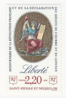 SPM-1989-Bicentenaire De La Révolution Française-La Liberté - N° 499 ** - Neufs