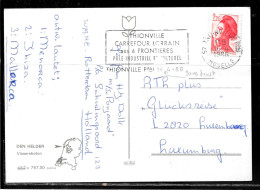 K189 - LIBERTE DE GANDON SUR CP DE THIONVILLE DU 16/04/86 POUR LE LUXEMBOURG - FLAMME - 1961-....