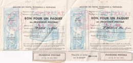 BON POUR UN PAQUET EN FRANCHISE POSTALE (DOUBLE ). 674° CRALAT         /  2 - Timbres De Franchise Militaire